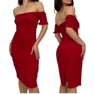 Reformation Antonia Dress in Cherry Red